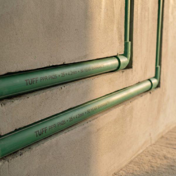 Installed TUFF PN25 PPR hot and cold water piping system